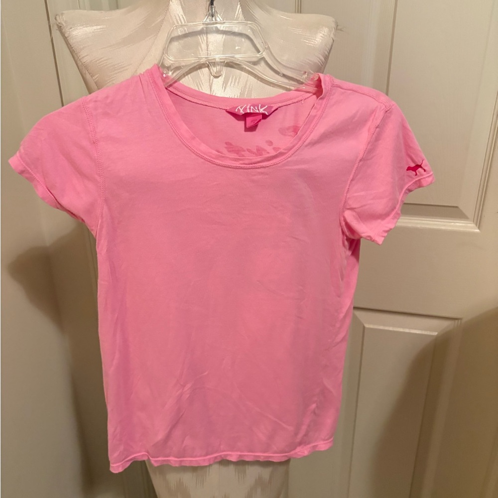 PINK Victoria's Secret Pink Short Sleeve Tee size Small flocked number on back